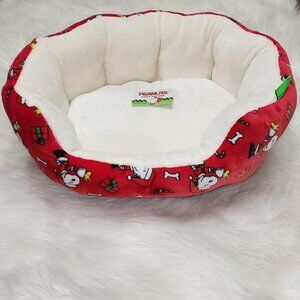 Charlie Brown Snoopy Christmas Pet Cat Dog Bed New With Tags 2025 Red Multicolor
